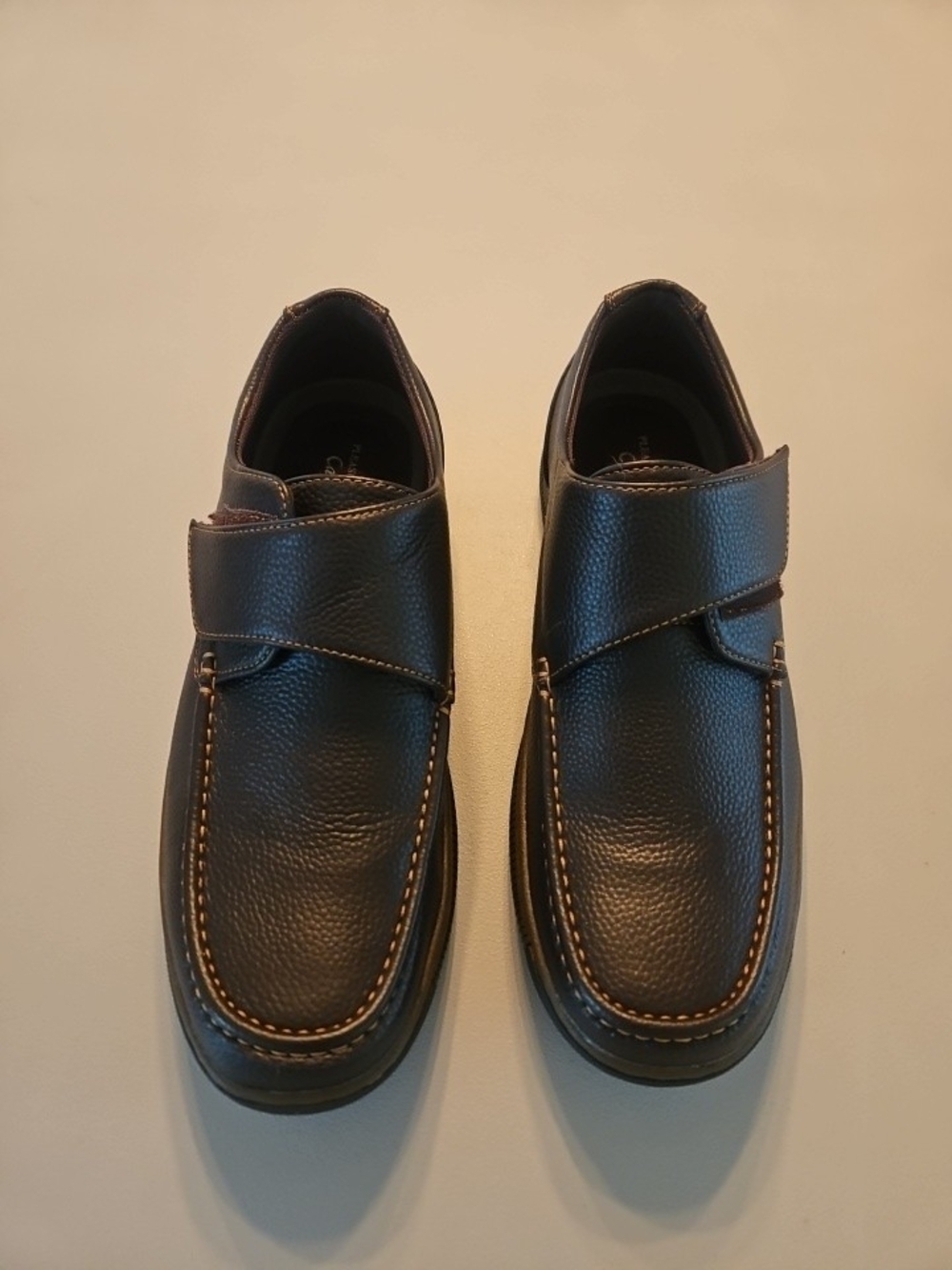 NEW Men's Dark Brown Slip-On Comfort Loafers with Hook & Loop Close Strap